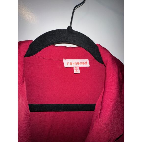 RE:NAMED Womens Red Jumpsuit V-Neck Long Sleeve Tie Waist Dress XS - Picture 2 of 4